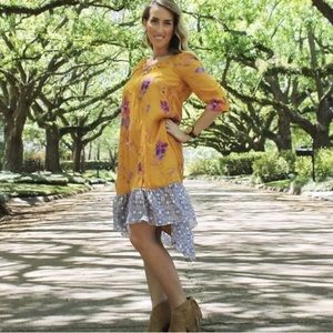 ANTHROPOLOGIE VANESSA VIRGINIA RAINFOREST SILK RAINFOREST DRESS SIZE SMALL